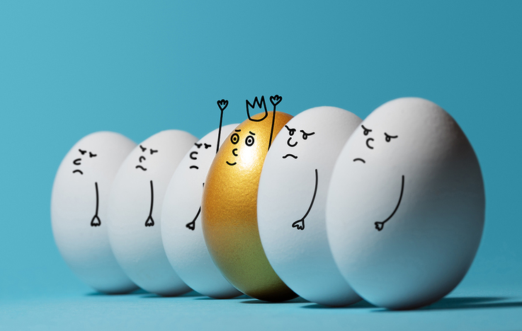 Concept of individuality, exclusivity, better choice and winning.